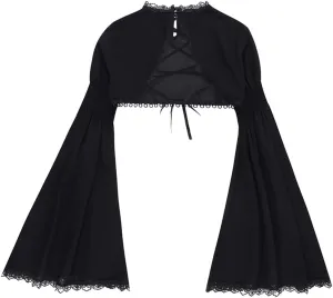 Women Goth Tops Punk Cover Ups Mesh Crop Top See Through Sexy Long Sleeve Blouse Y2k Black Rave Outfit Festival