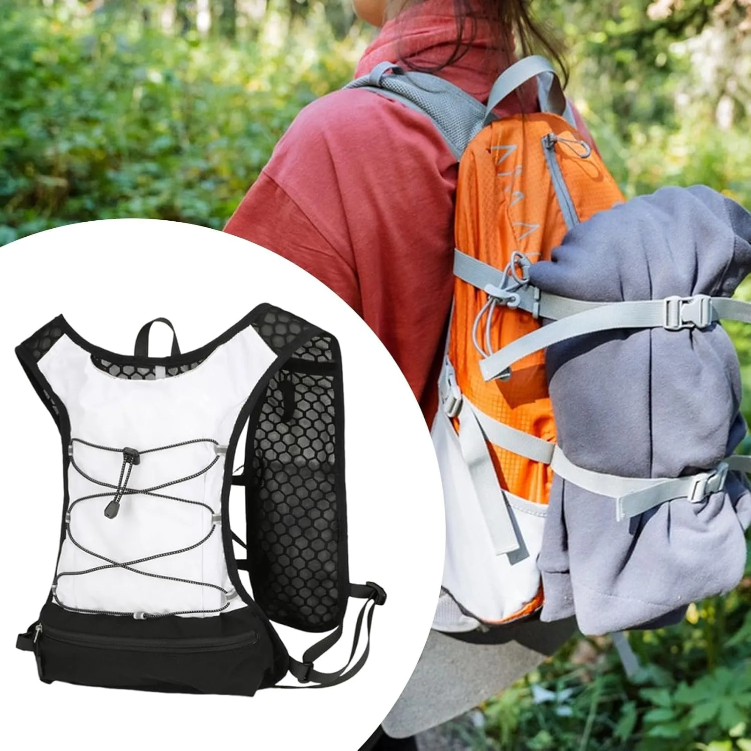 Women Men Running Vest Outdoor Sports Bag Portable Comfortable Adjustable Gear Hydration Vest Hydration Backpack for Trail