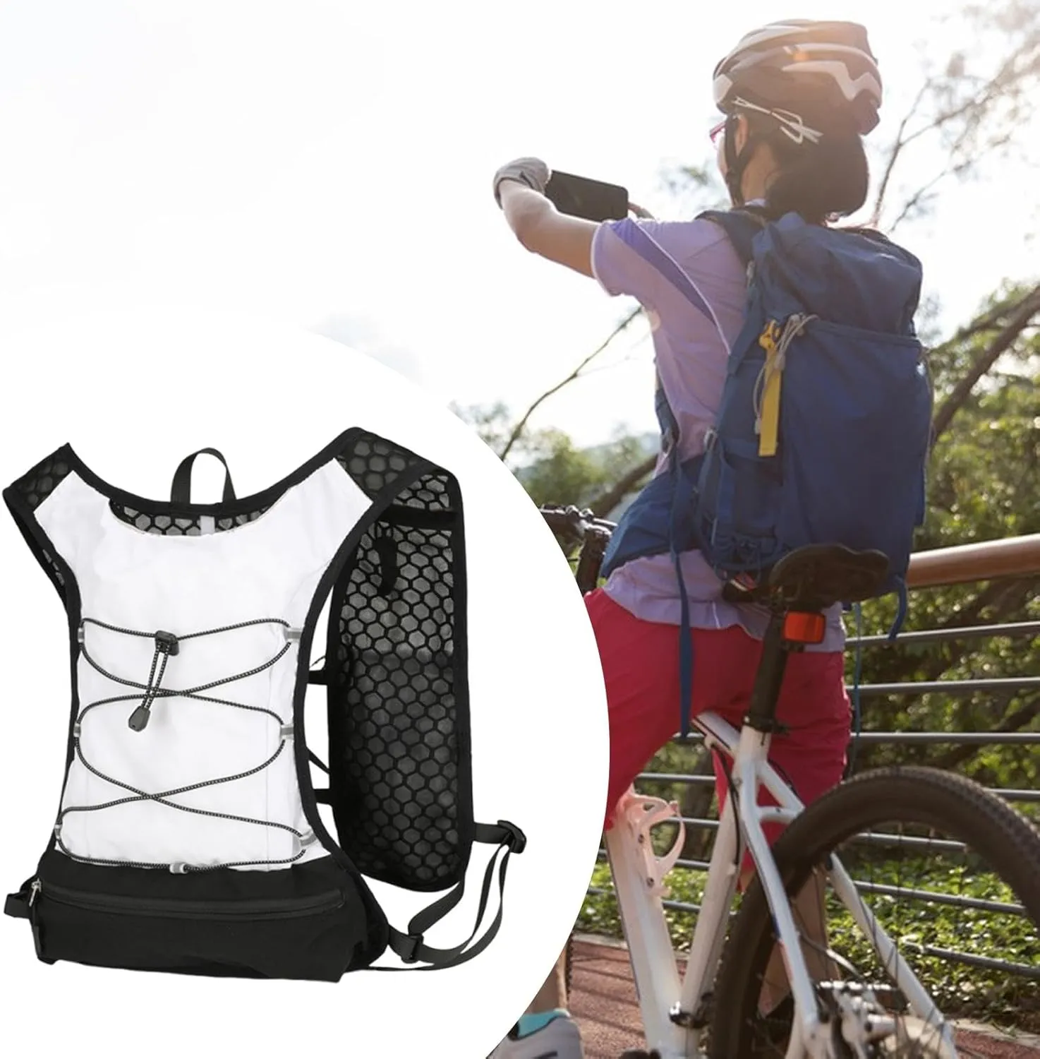 Women Men Running Vest Outdoor Sports Bag Portable Comfortable Adjustable Gear Hydration Vest Hydration Backpack for Trail