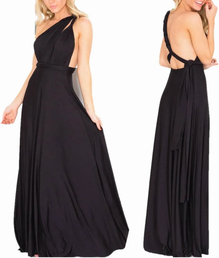 Women Transformer Evening Long Prom Dress Multi-Way Wrap Convertible Floor Length Wedding Halter Maxi Gown High Elasticity