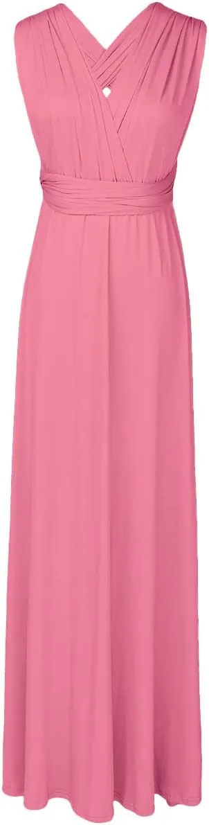Women Transformer Evening Long Prom Dress Multi-Way Wrap Convertible Floor Length Wedding Halter Maxi Gown High Elasticity
