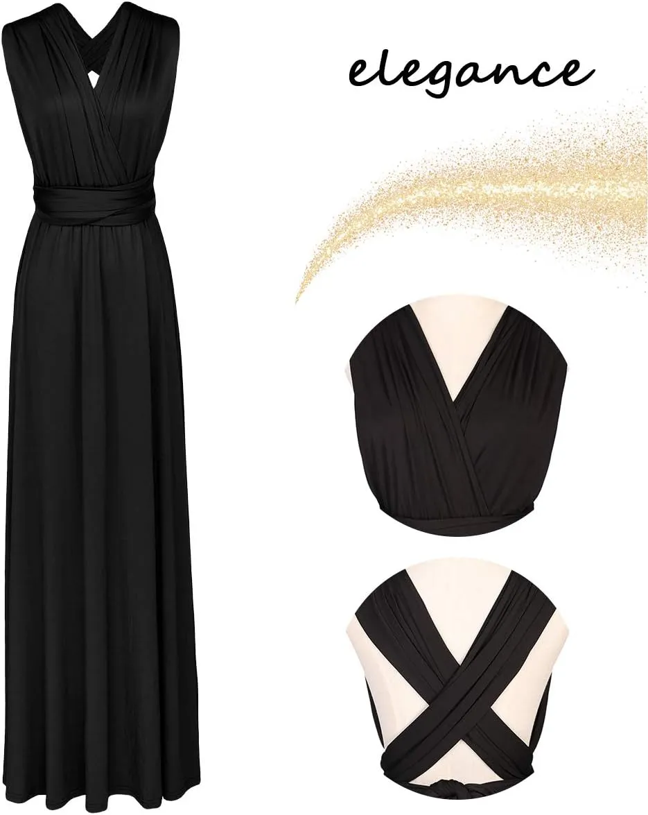 Women Transformer Evening Long Prom Dress Multi-Way Wrap Convertible Floor Length Wedding Halter Maxi Gown High Elasticity