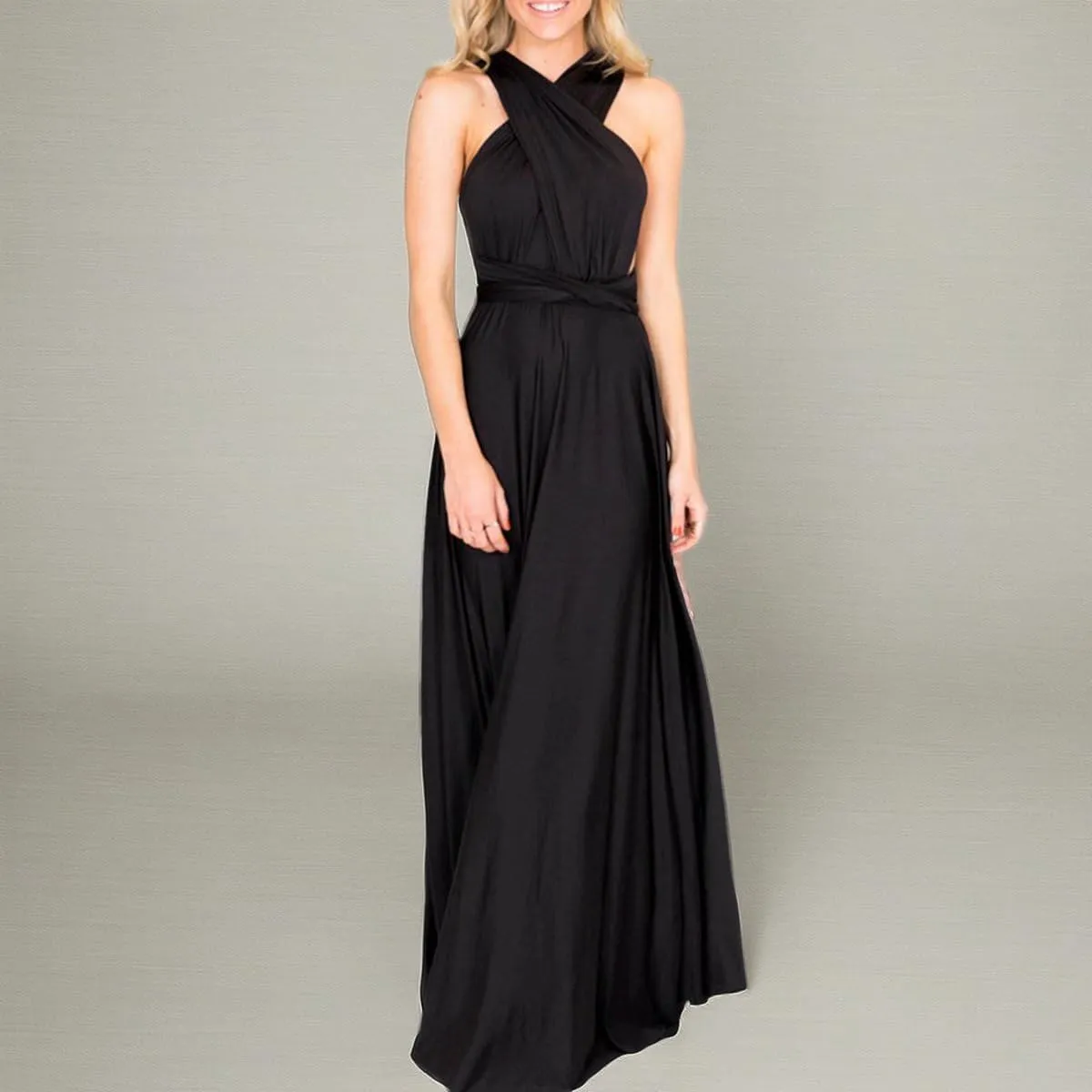 Women Transformer Evening Long Prom Dress Multi-Way Wrap Convertible Floor Length Wedding Halter Maxi Gown High Elasticity