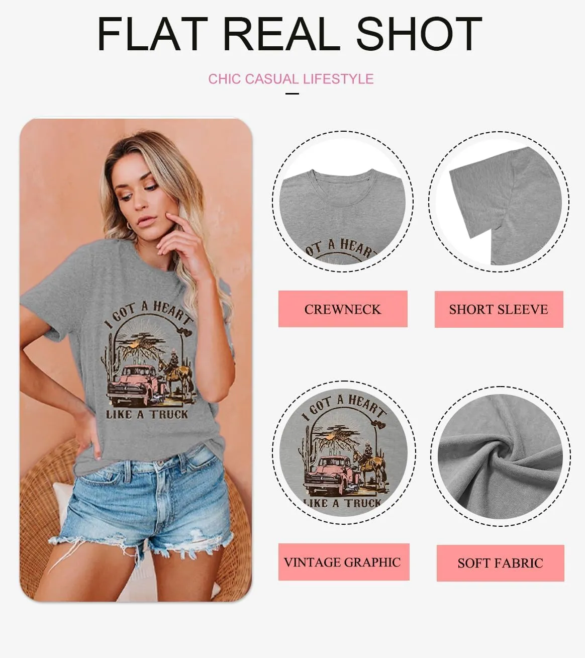 Women Vintage T Shirt Funny Summer Short Sleeve Tops Print Graphic Tees