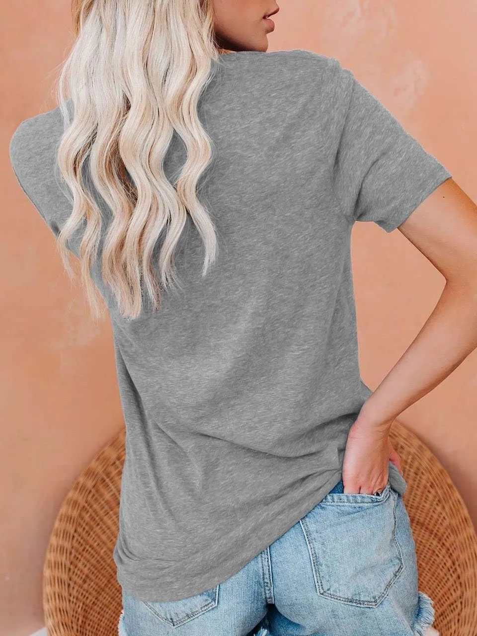 Women Vintage T Shirt Funny Summer Short Sleeve Tops Print Graphic Tees