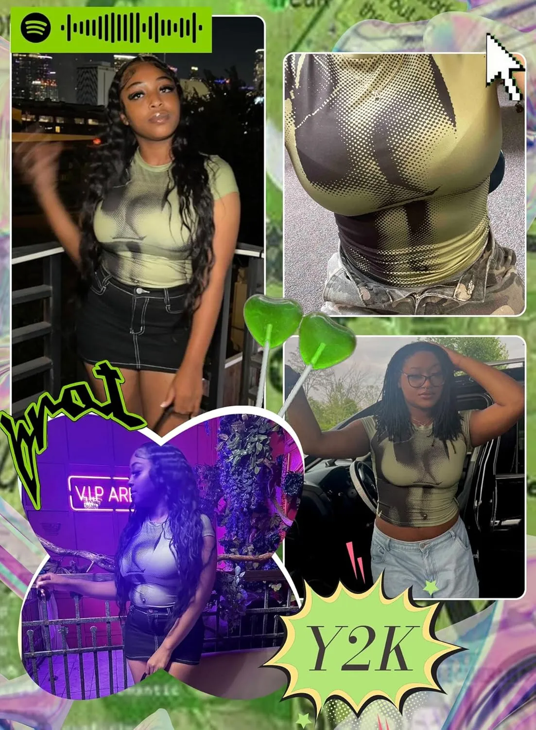 Women's 3D Body Print Crop Tops - Y2k Bikini Boob Graphic Tee Shirt Aesthetic Heat Map Sexy Festival Concert Outfit