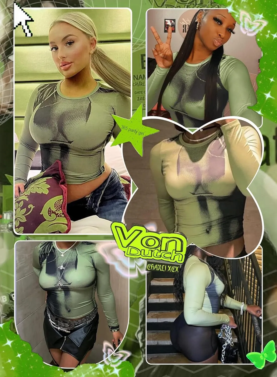 Women's 3D Body Print Crop Tops - Y2k Bikini Boob Graphic Tee Shirt Aesthetic Heat Map Sexy Festival Concert Outfit