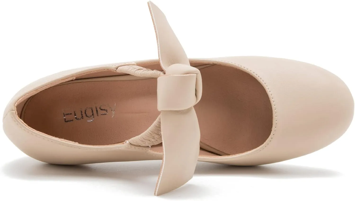 Women's Bowknot Mary Jane Low Kitten Heel Pumps Closed Toe Elastic Strap Dress Office Work Bridal Wedding Party Shoes