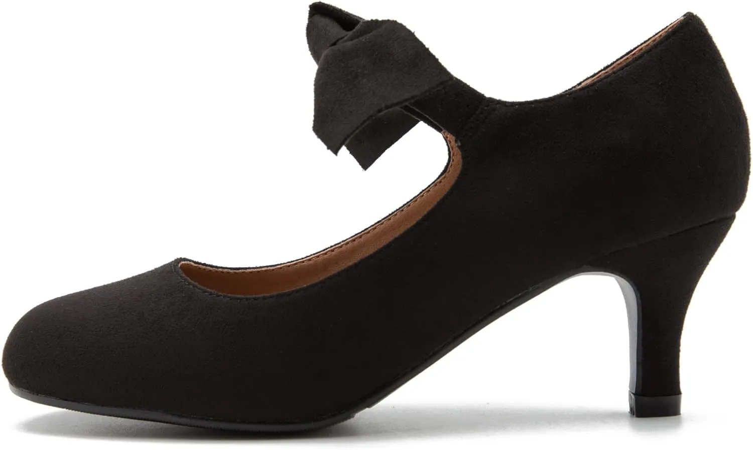 Women's Bowknot Mary Jane Low Kitten Heel Pumps Closed Toe Elastic Strap Dress Office Work Bridal Wedding Party Shoes