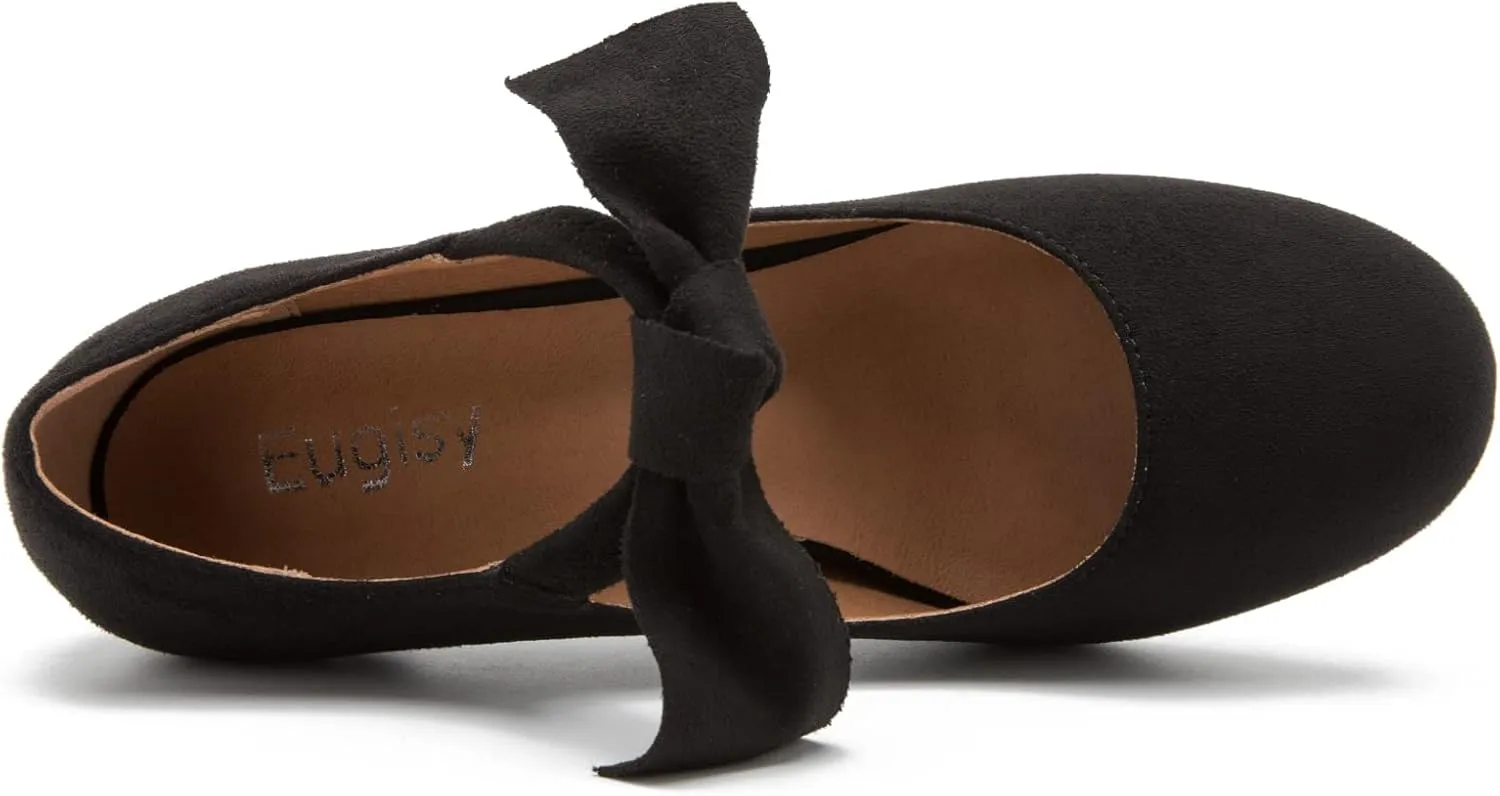 Women's Bowknot Mary Jane Low Kitten Heel Pumps Closed Toe Elastic Strap Dress Office Work Bridal Wedding Party Shoes