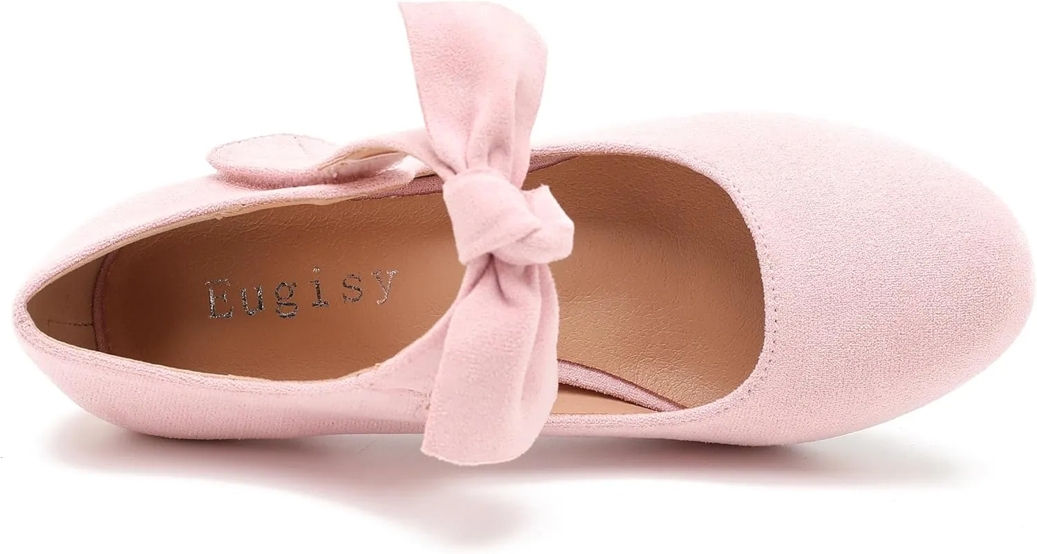 Women's Cute Bow Heels Mary Jane Low Kitten Heel Pumps Closed Toe Bowtie Ankle Strap Hook & Loop Vintage Wedding Evening Party Dress Office Work Church Shoes
