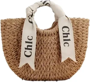 Women's Luxury Rattan Tote Bag Wicker Woven Shoulder Handbag Eco-Friendly Folding Storage Rectangular Shape