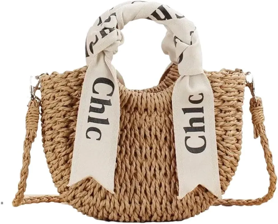 Women's Luxury Rattan Tote Bag Wicker Woven Shoulder Handbag Eco-Friendly Folding Storage Rectangular Shape