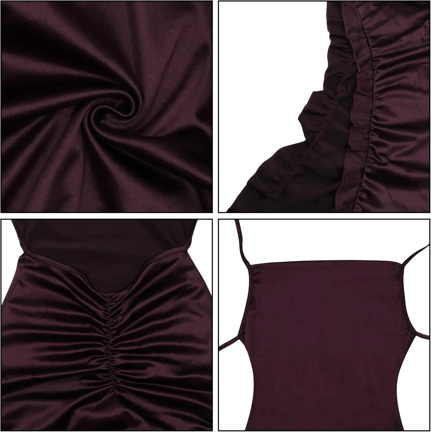 Women's Sexy Satin Sleeveless Lace Up Dress Y2k Pleated Backless Bodycon Ruffle Split Dresses for Party Cocktail