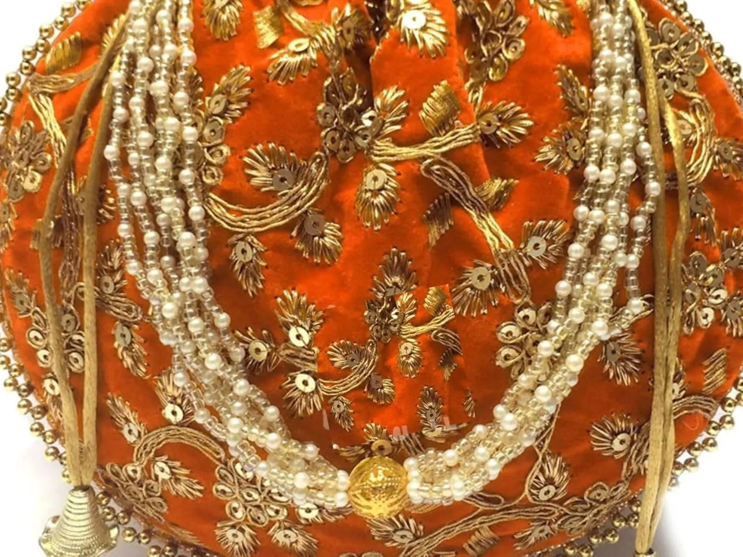 Women's Velvet Embroidered Potli Bag Purse Pouch Drawstring Bag Golden Work Wedding Gift for Women