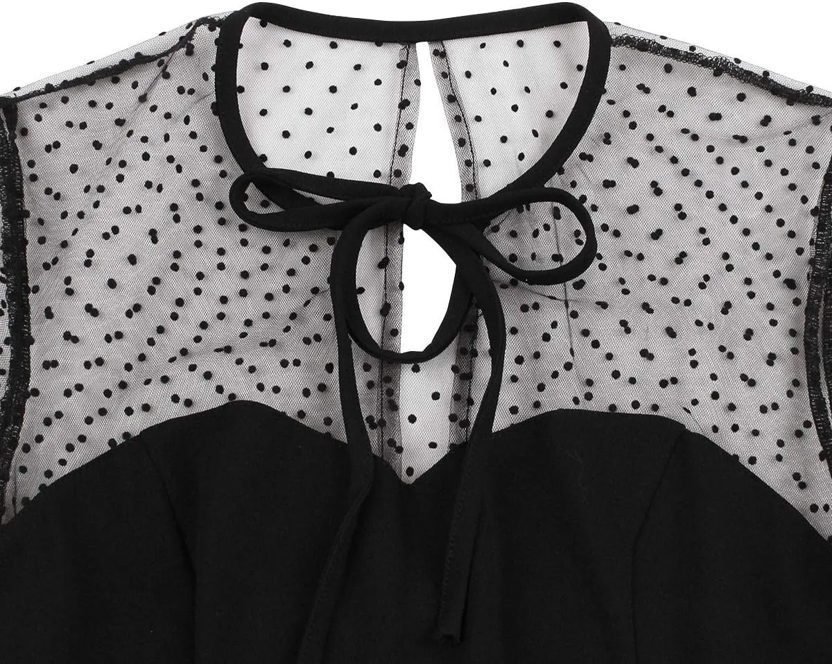Women's Vintage Polka Dot 1950s Audrey Retro Rockabilly Prom Dress 50's 60's A-Line Cocktail Party Swing Dress