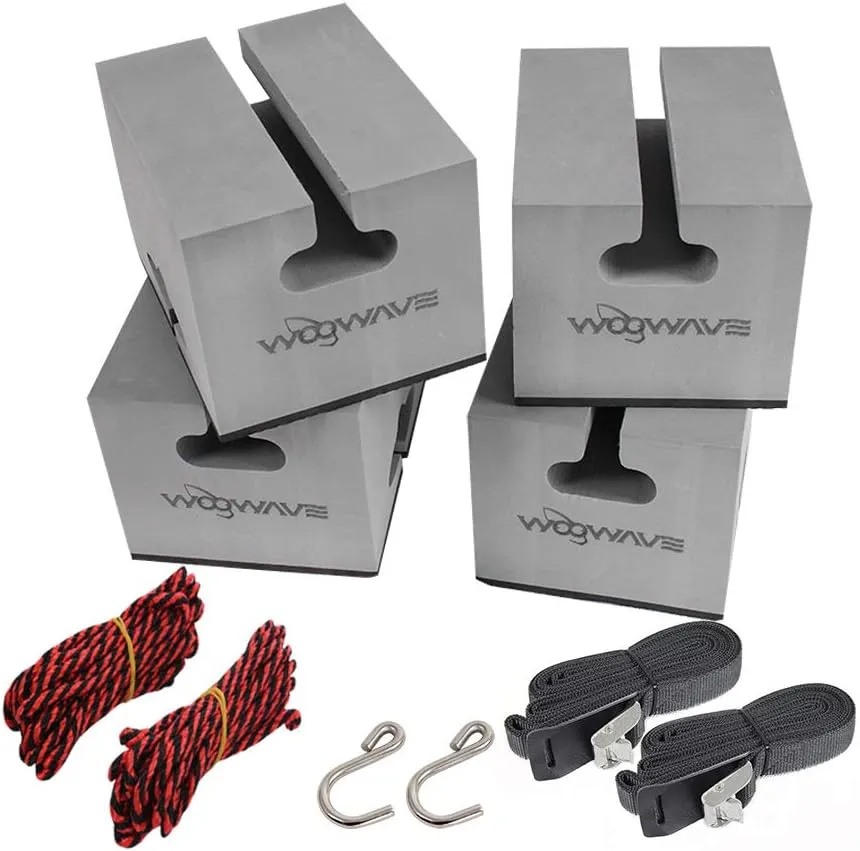 WOOWAVE Canoe Carrier Deluxe Carrier Kit Universal Soft Standard Foam Block for Roof Racks Car-Top Replacement with Tie-Downs, 6 inches