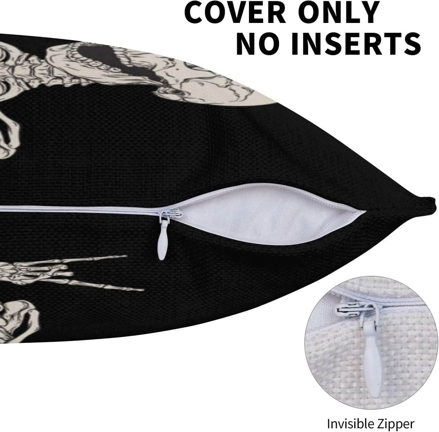 Worltoldb Human Skeleton Skull Throw Pillow Covers Set of 4 Decorative Fall Soft Linen Fabric Square Boho Cushion Case for Room Bedroom Sofa Car 18x18 Halloween