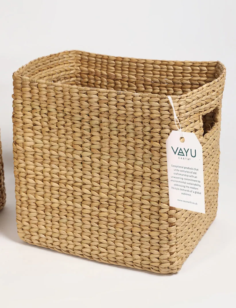 Woven Kauna Straw Grass Storage Hampers (Set of 2)