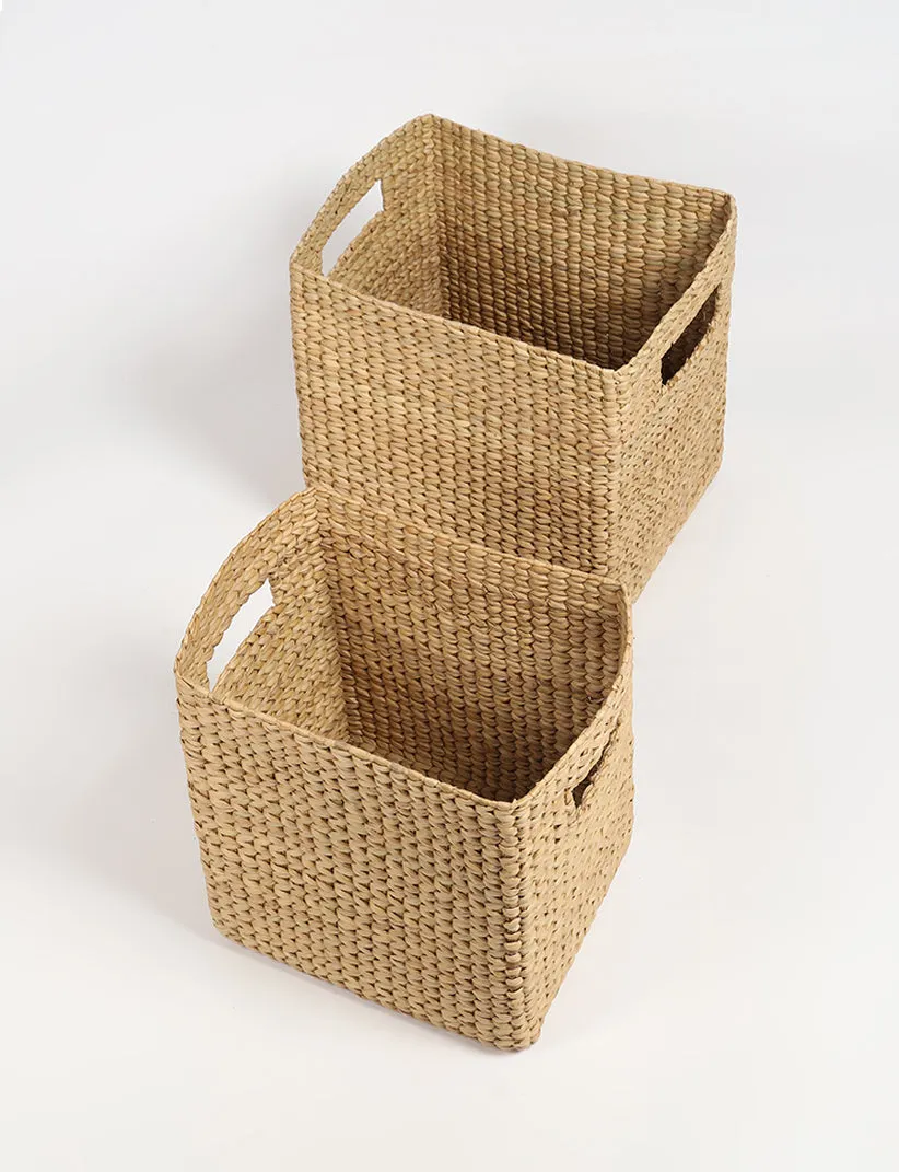 Woven Kauna Straw Grass Storage Hampers (Set of 2)