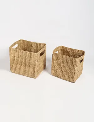 Woven Kauna Straw Grass Storage Hampers (Set of 2)