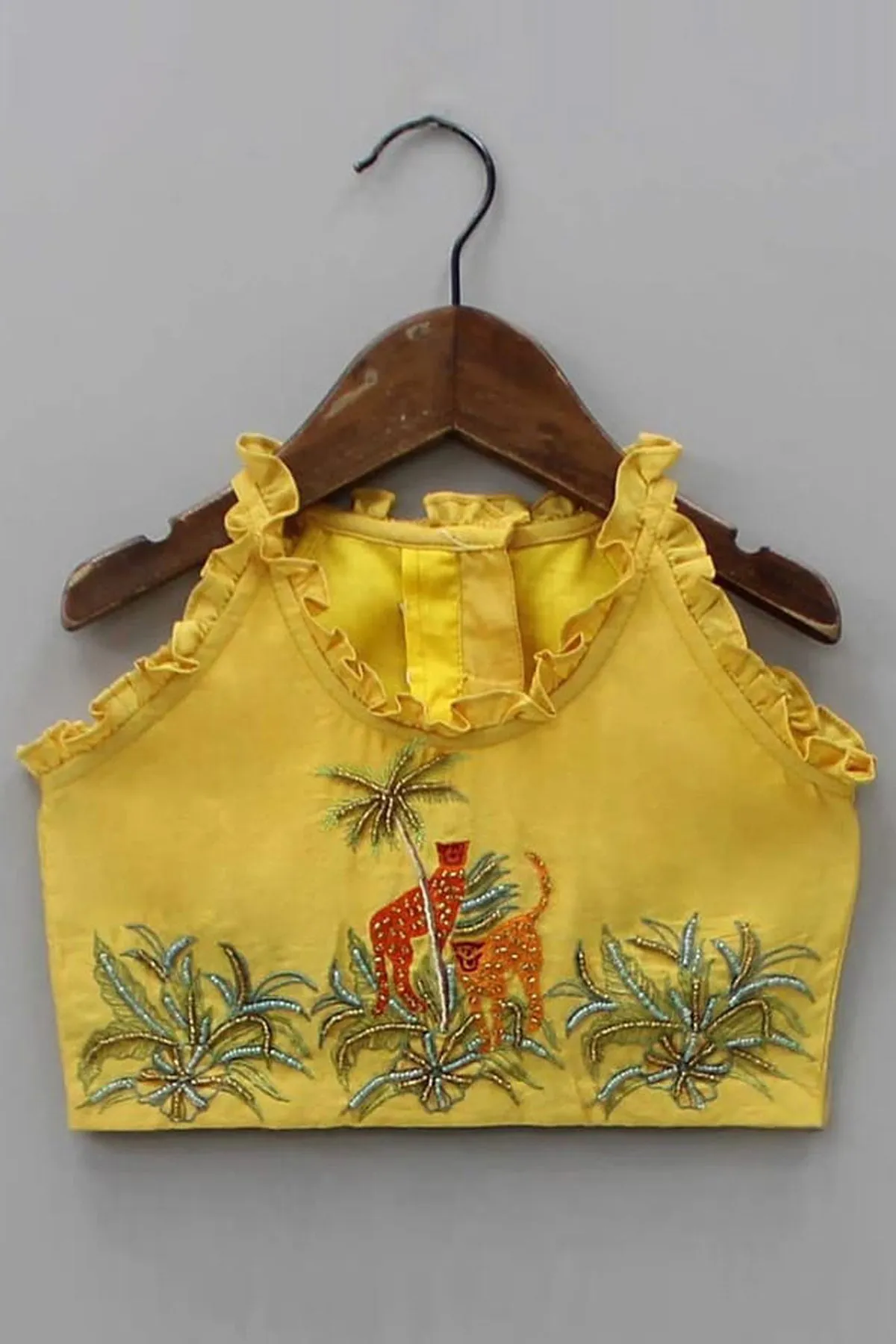 Yellow Sleeveless Lehenga Set