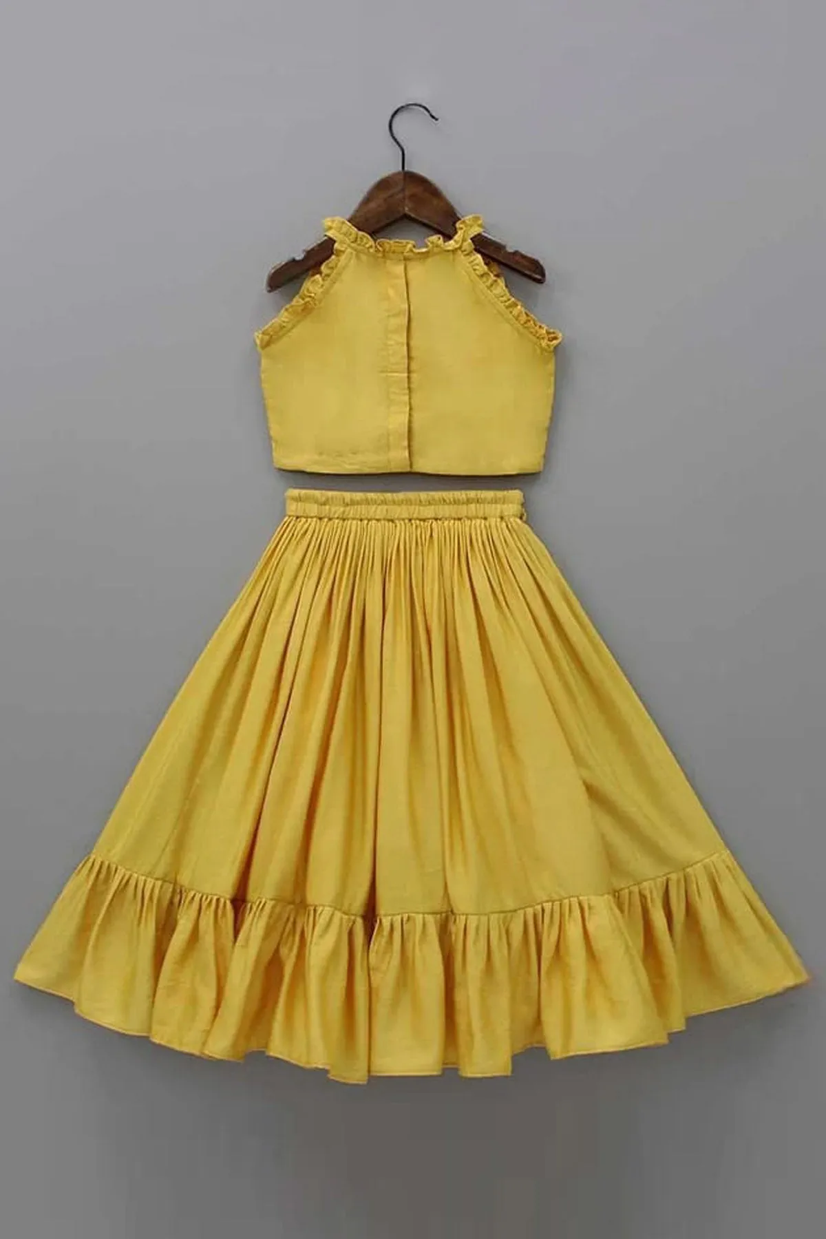 Yellow Sleeveless Lehenga Set