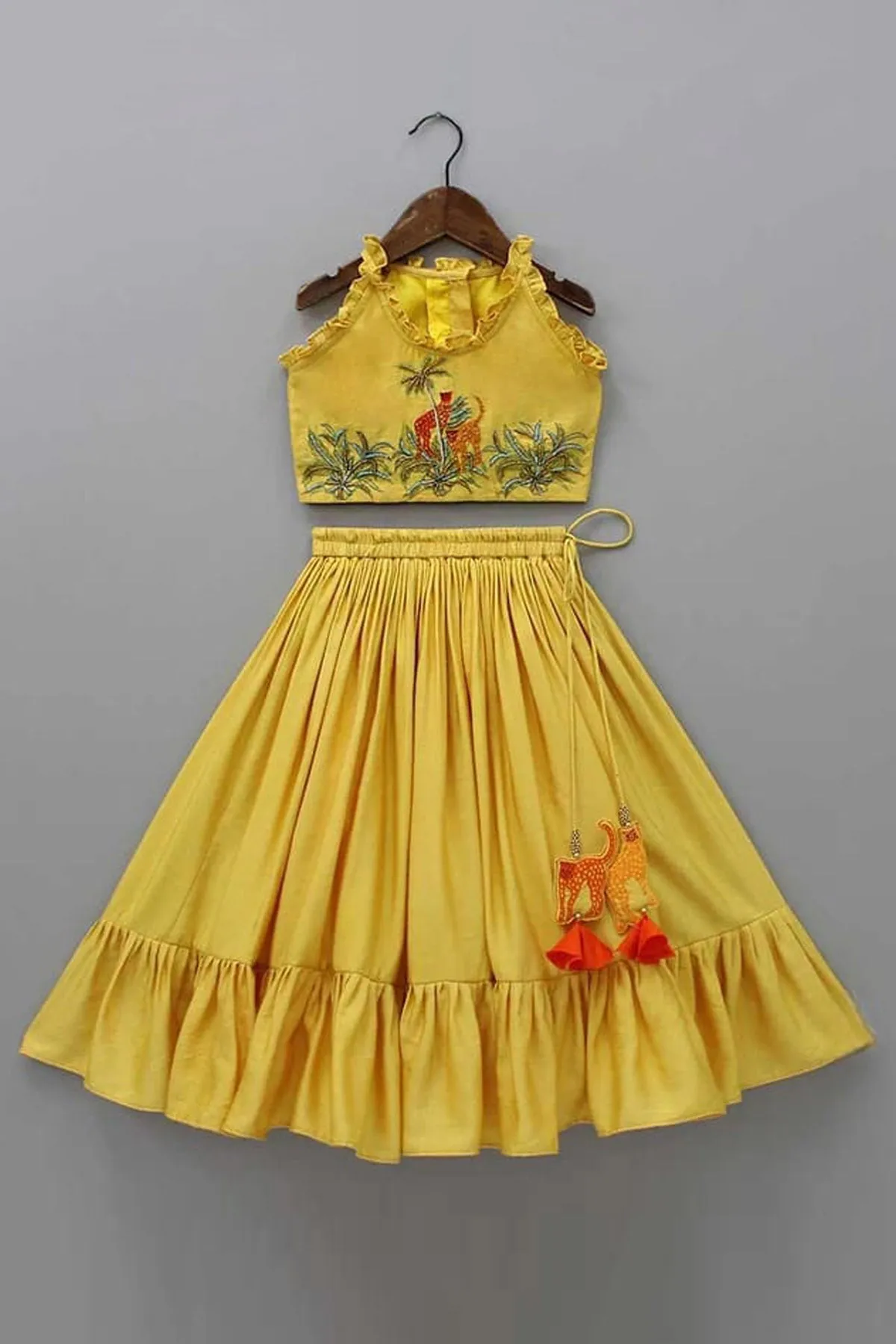Yellow Sleeveless Lehenga Set