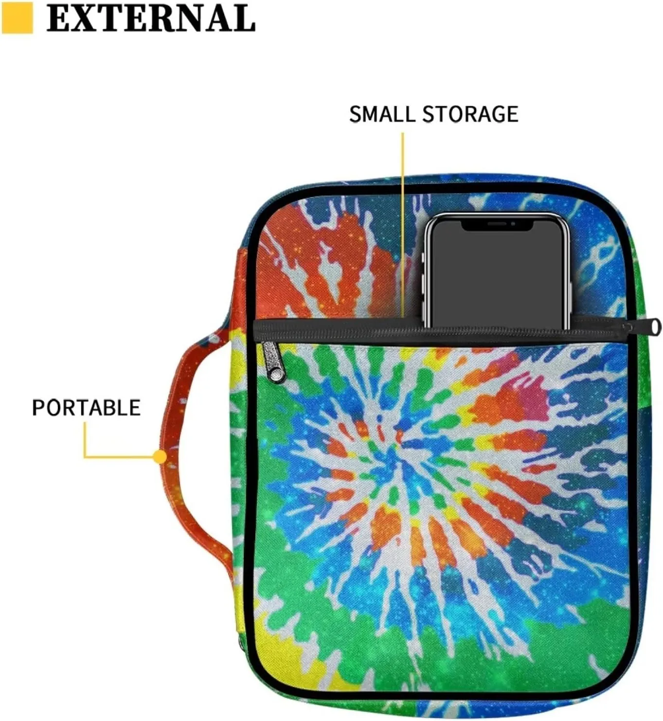 YEXIATODO Dazzling Tie Dye Bible Cover Beautiful Bible Case Personalized Custom for Women Adults Kids Girls Covers & Protects Your Prayer and Study Items Notebooks Pens Phones Church Bulletins