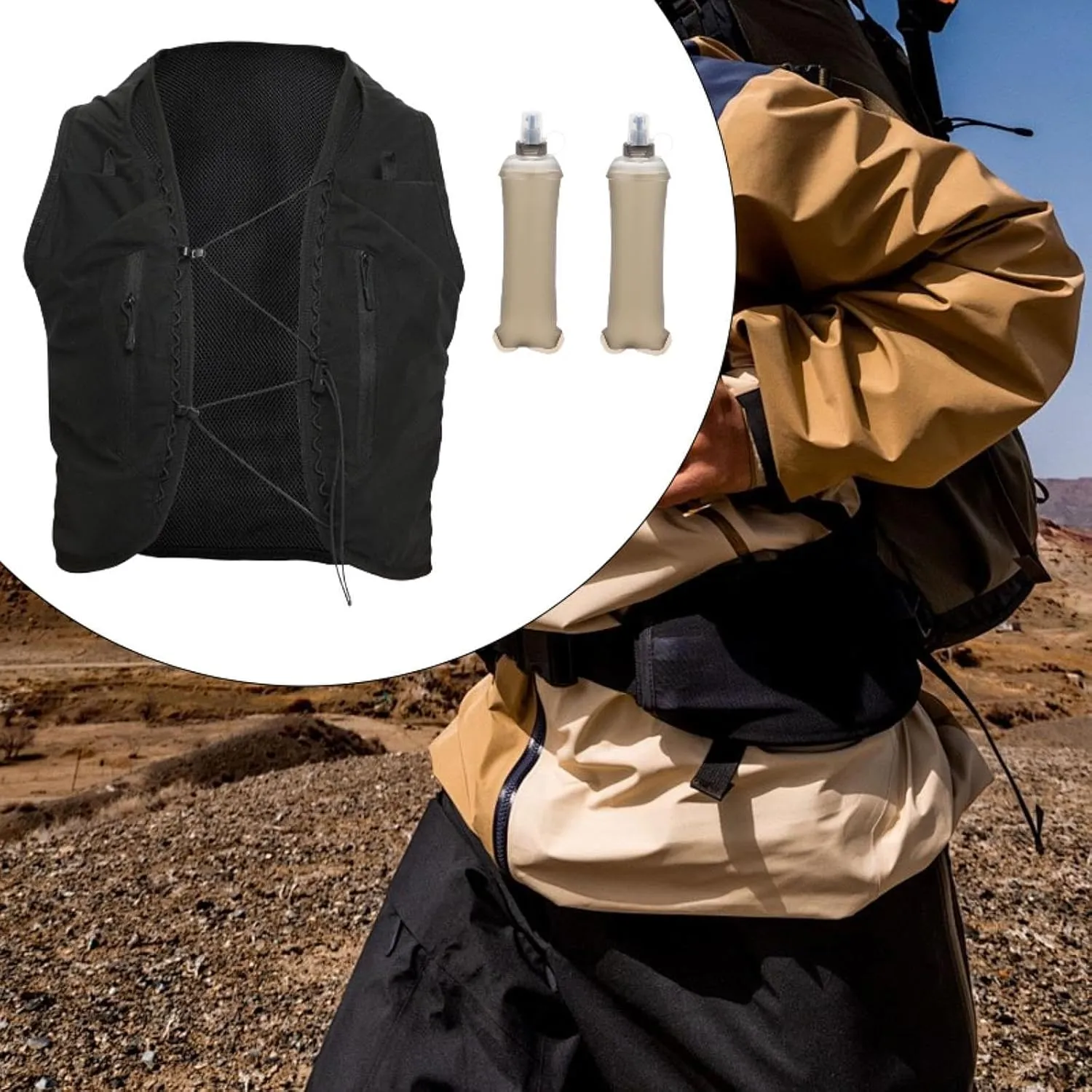 YIJU Hydration Pack for Running with Water Bottles and Pockets for Outdoor Use