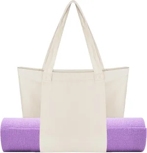 Yoga Mat Bag for Women Canvas Bag with Yoga Mat Carrier Yoga Mat Bags for Workout Pilates Travel Beach and Gym