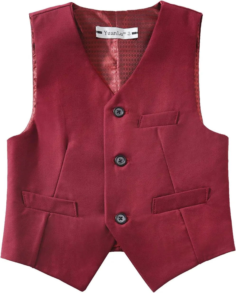 YuanLu Boys Suit Dress Clothes Ring Bearer Outfit Homecoming Dresses Boy Vest and Pants Set for Kids Wedding Tuxedo Suits