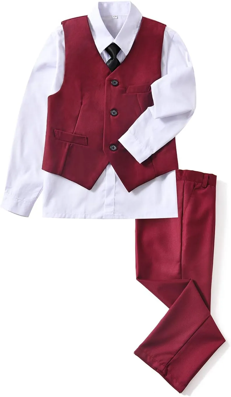 YuanLu Boys Suit Dress Clothes Ring Bearer Outfit Homecoming Dresses Boy Vest and Pants Set for Kids Wedding Tuxedo Suits