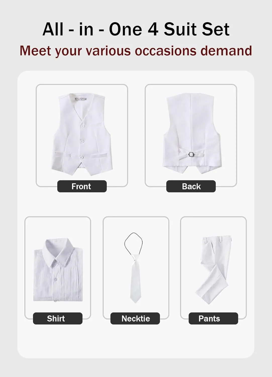 YuanLu Boys Suit Dress Clothes Ring Bearer Outfit Homecoming Dresses Boy Vest and Pants Set for Kids Wedding Tuxedo Suits