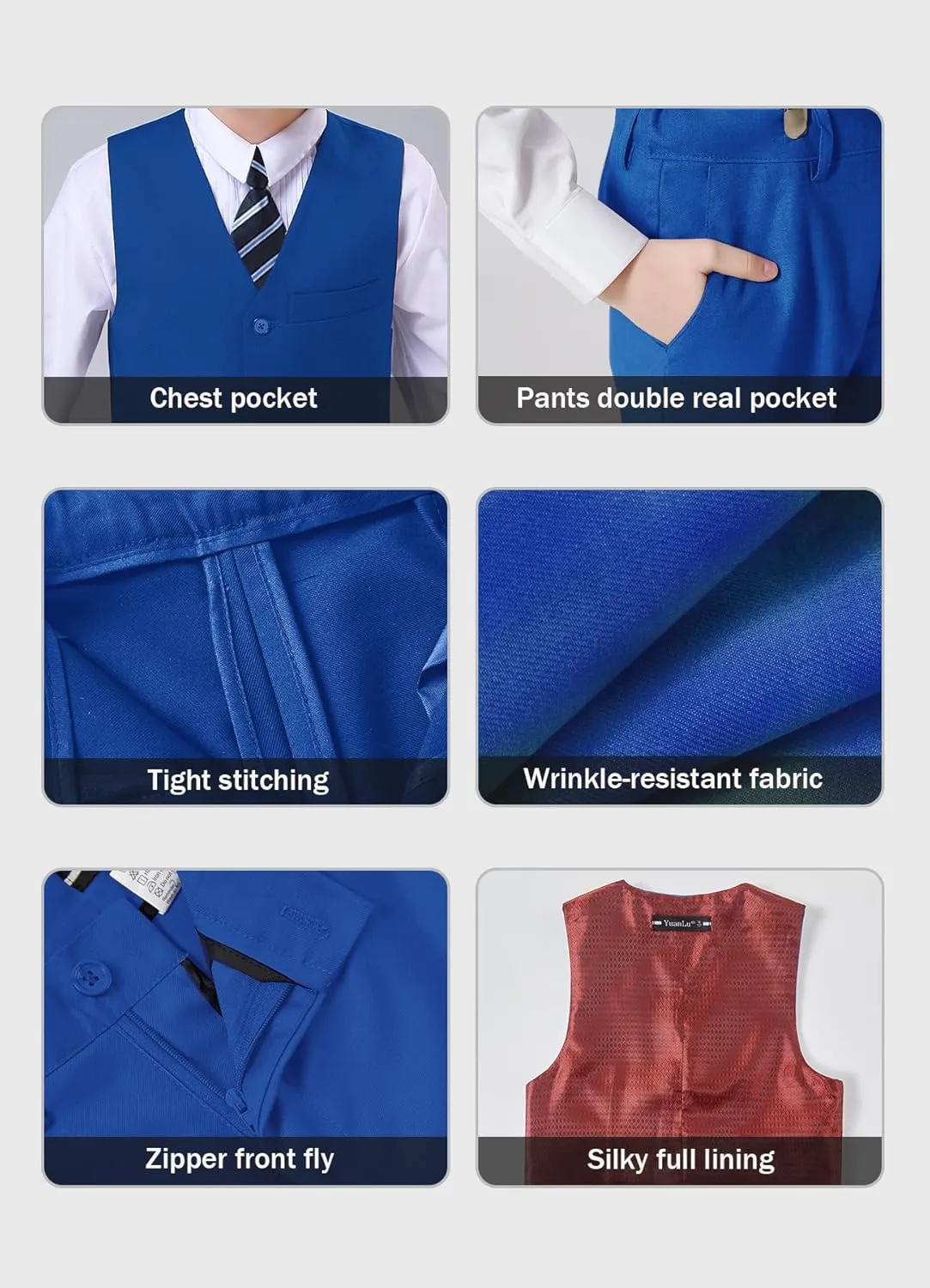YuanLu Boys Suit Dress Clothes Ring Bearer Outfit Homecoming Dresses Boy Vest and Pants Set for Kids Wedding Tuxedo Suits