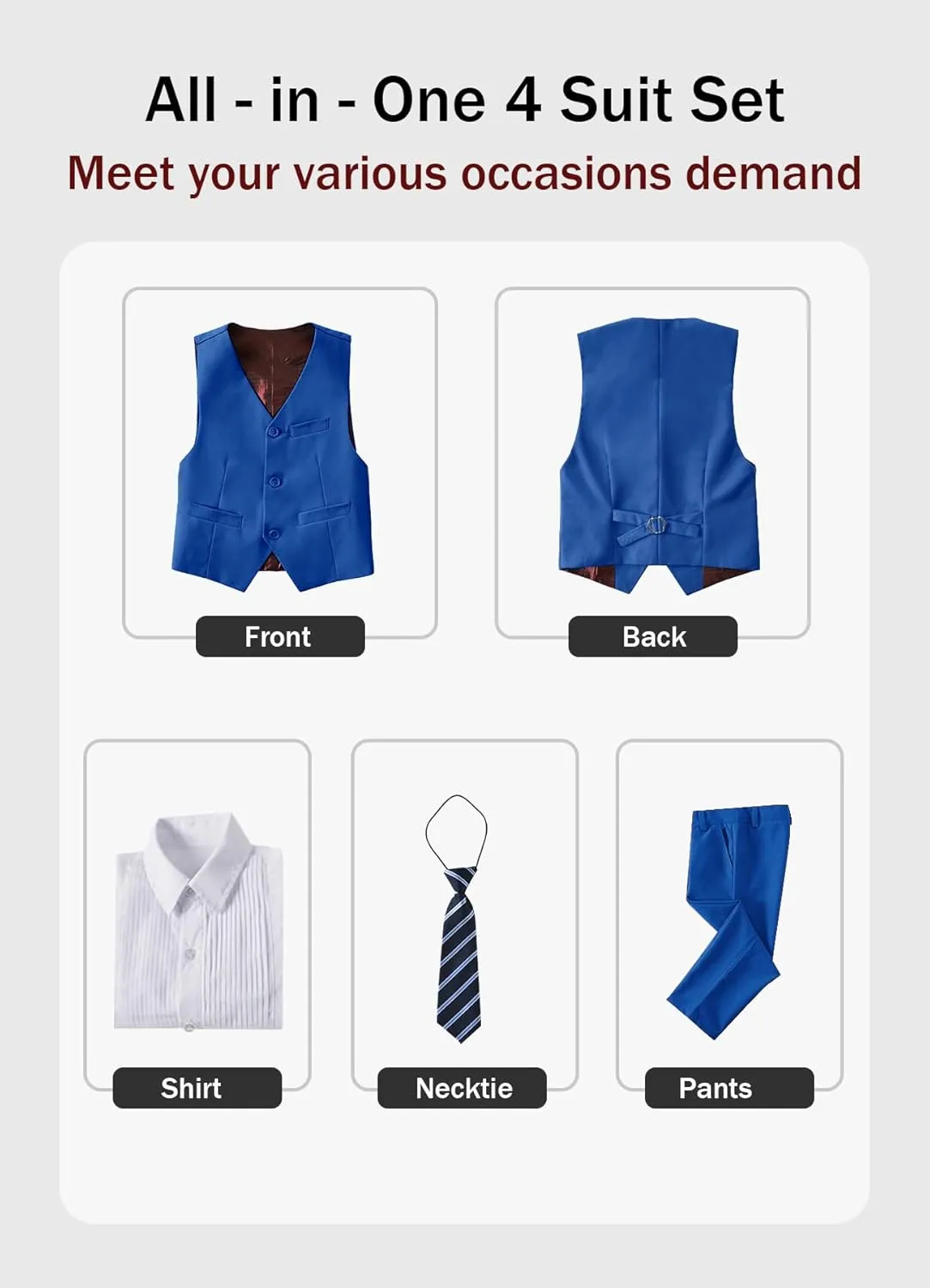 YuanLu Boys Suit Dress Clothes Ring Bearer Outfit Homecoming Dresses Boy Vest and Pants Set for Kids Wedding Tuxedo Suits