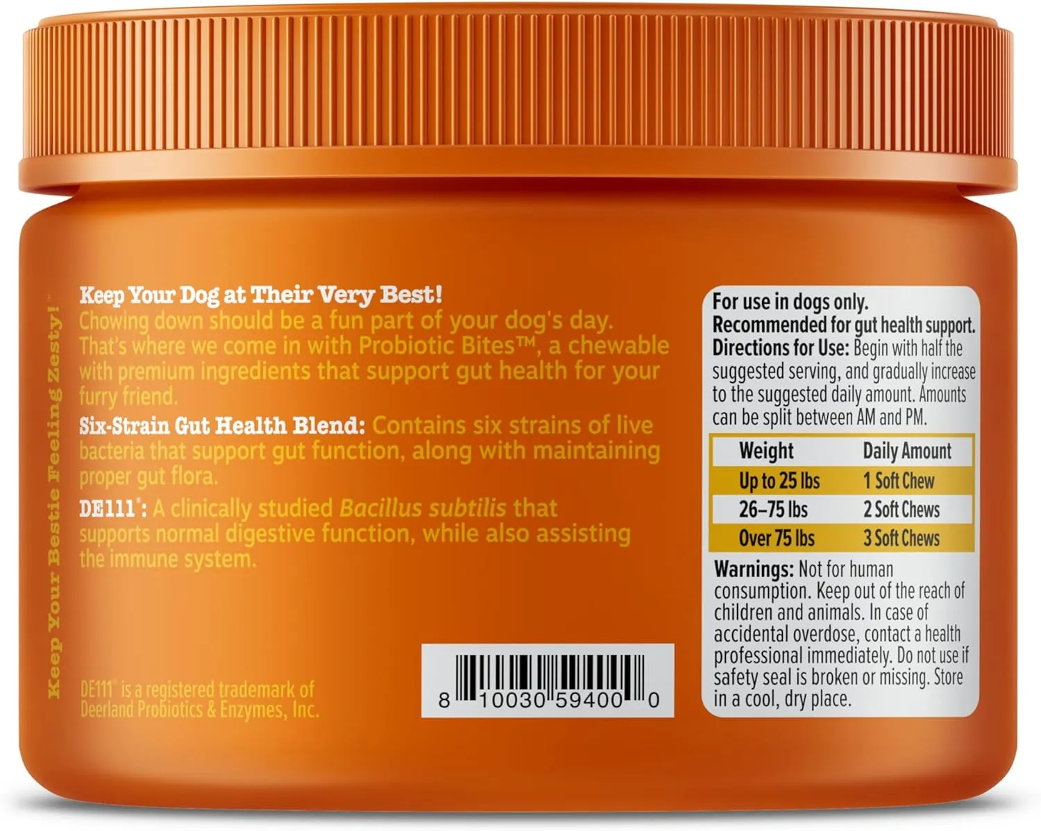 Zesty Paws Probiotics for Dogs, Digestive Enzymes Gut Flora, Digestive Health, Diarrhea & Bowel Support, DE111, Dog Probiotics Soft Chew for Pet Immune System, Pumpkin, 50 Ct